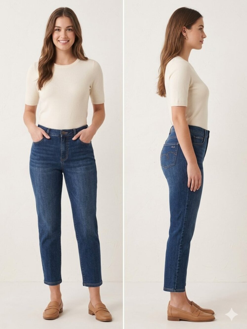 Gloria Vanderbilt Amanda Dark Wash Denim High Rise  Jeans Altered- Size 6 Short